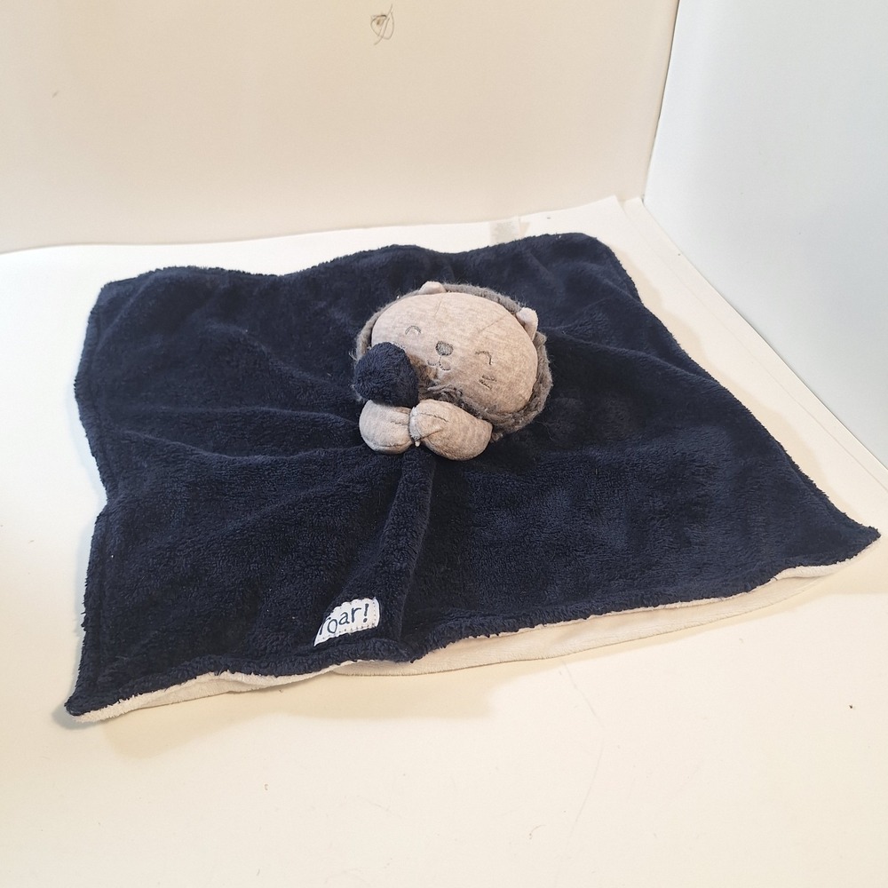 Carters Just One You Roar Lion Navy Blue Gray Plush Security Blanket Lovey 15"